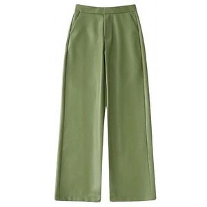 MICAS Women 90s Vintage Faux Leather Leg Pants Solid Color High Waisted L
